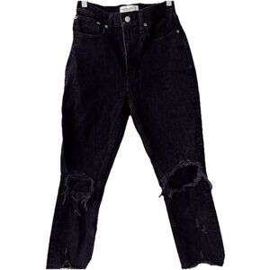 Abercrombie & Fitch Black High Rise Mom Jeans Grunge Street